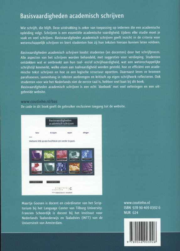 Achterkant van Basisvaardigheden academisch schrijven