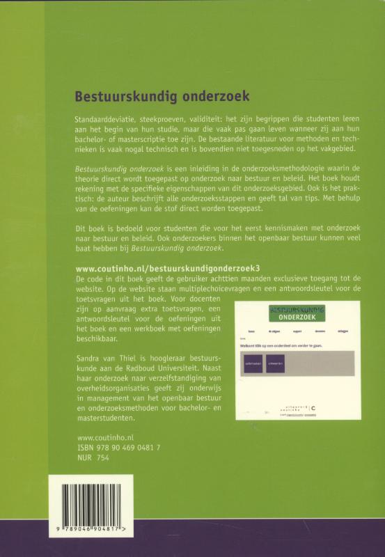 Achterkant van Bestuurskundig onderzoek