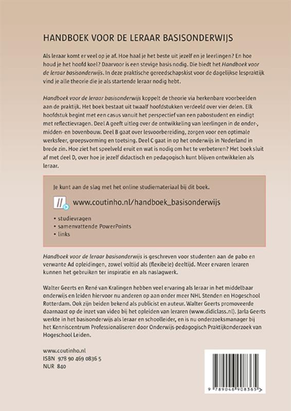 Achterkant van Handboek voor de leraar basisonderwijs
