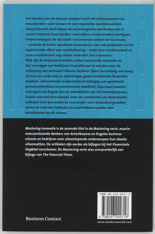 Achterkant van Mastering Innovatie