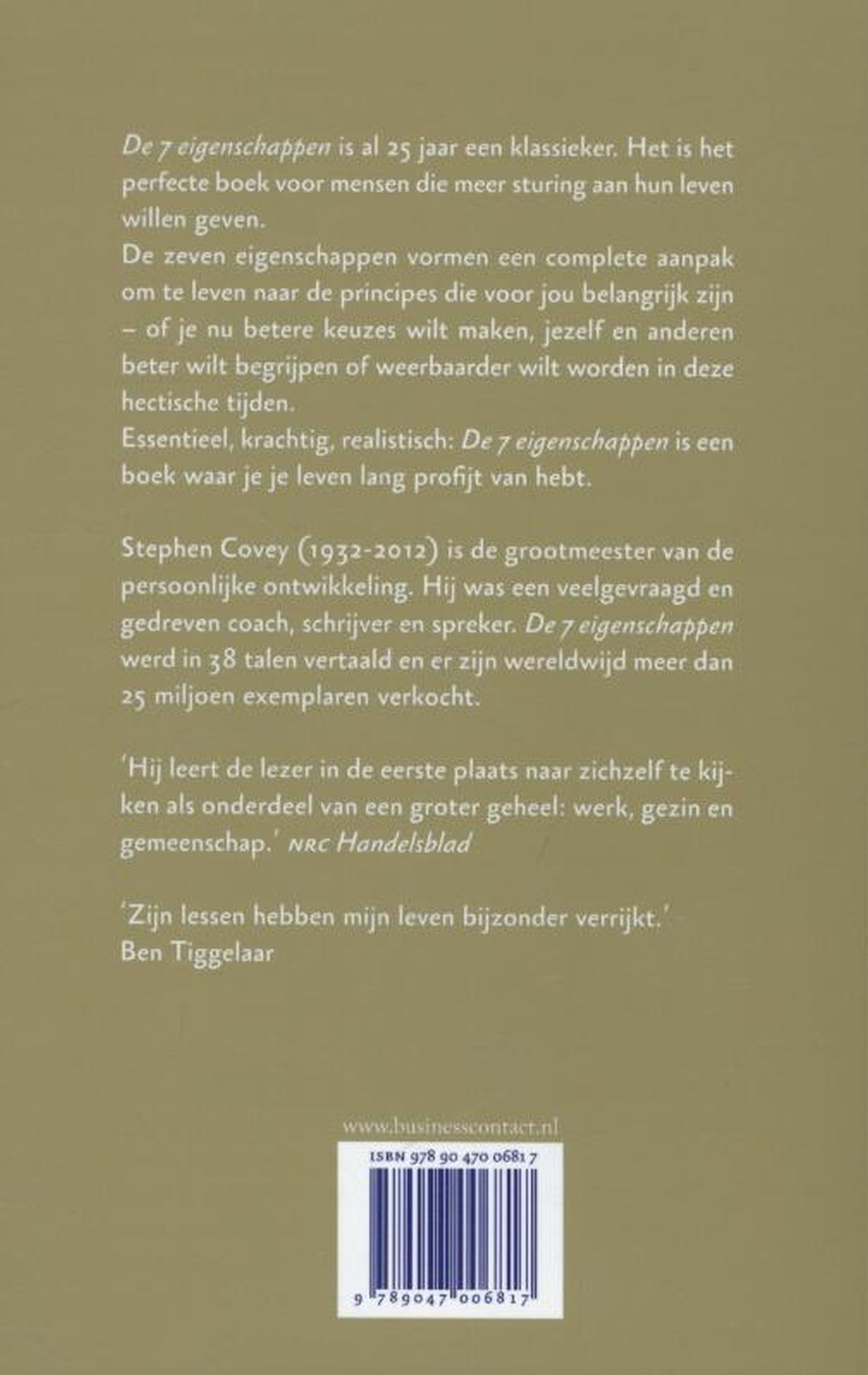 Achterkant van De zeven eigenschappen voor succes in je leven