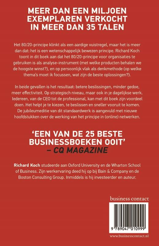 Achterkant van Het 80/20- principe