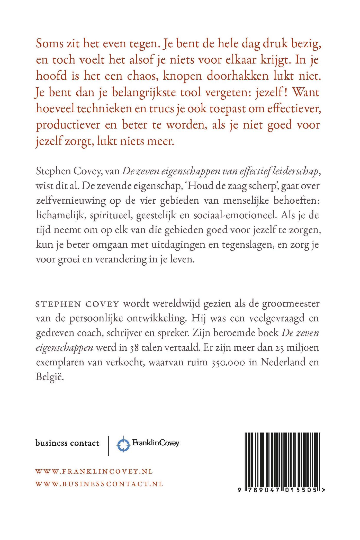 Achterkant van Houd de zaag scherp