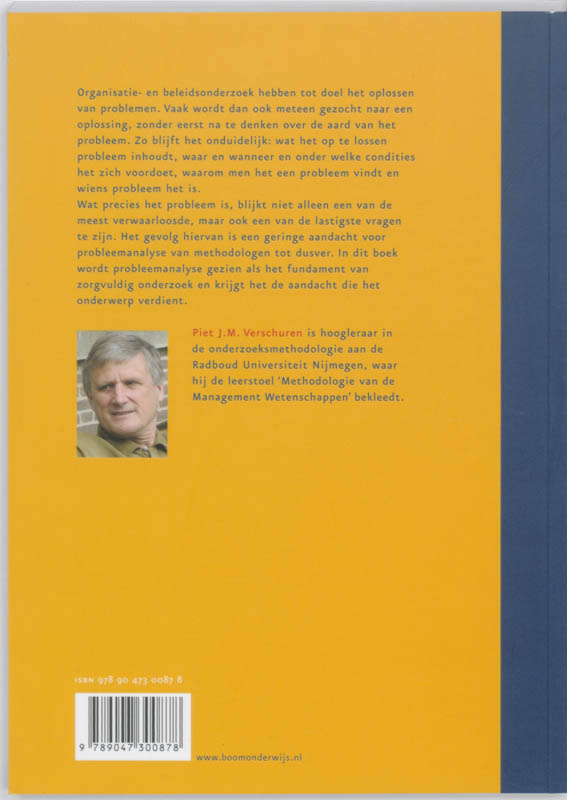 Achterkant van Probleemanalyse in organisatie- en beleidsonderzoek
