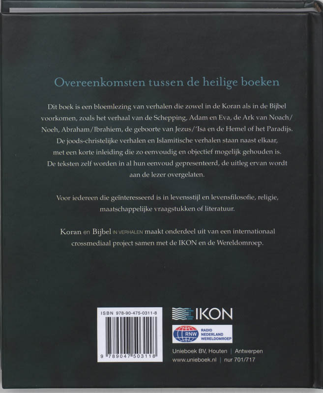Achterkant van Koran en Bijbel in verhalen