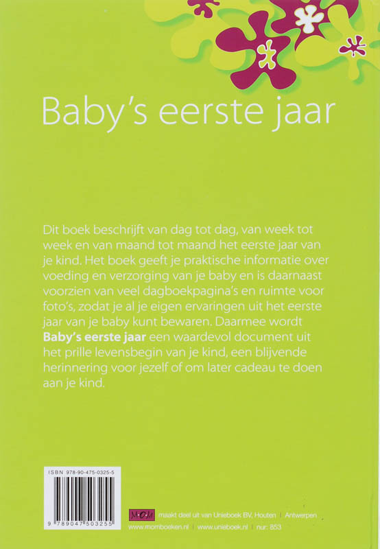 Achterkant van Baby's eerste jaar