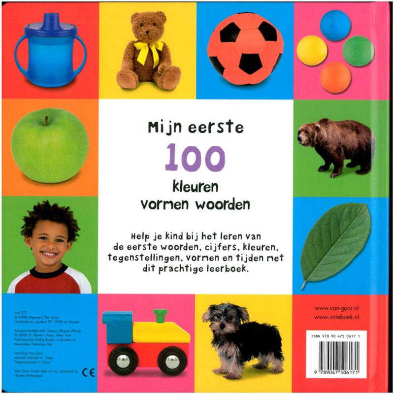 Achterkant van Mijn eerste 100 kleuren vormen woorden