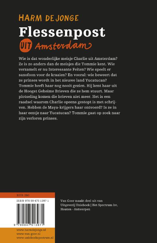 Achterkant van Flessenpost uit Amsterdam