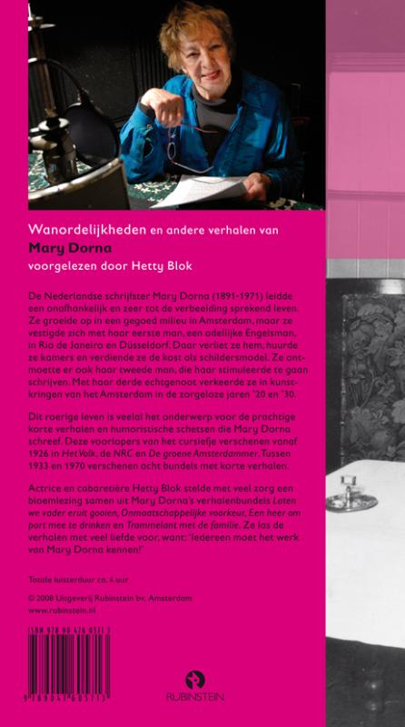 Achterkant van Wanorderlijkheden e.a. verhalen van Mary Dorna 4 CD's
