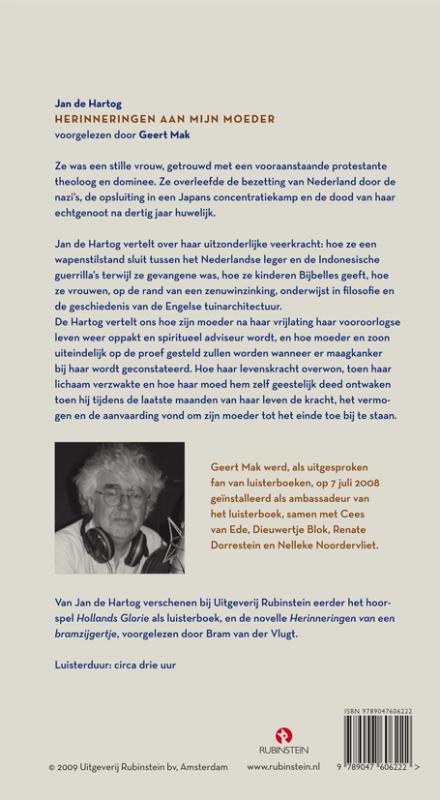 Achterkant van Herinneringen aan mijn moeder 2 CD'S