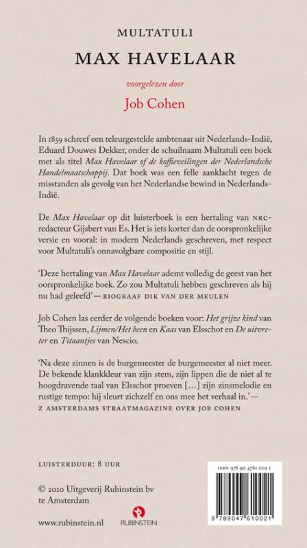 Achterkant van Max Havelaar