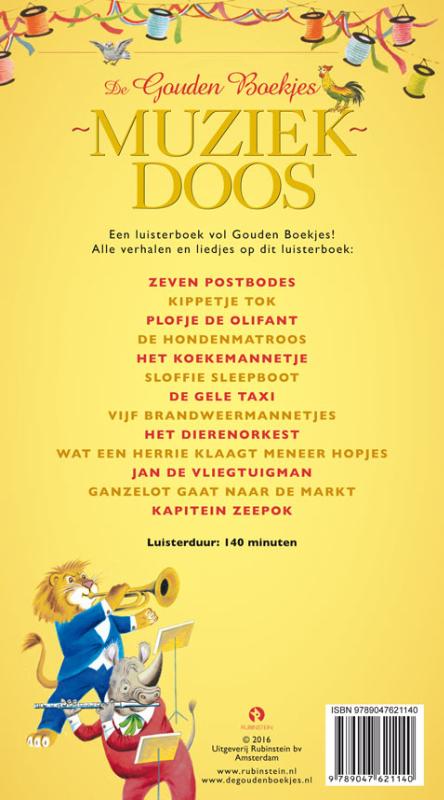 Achterkant van De Gouden Boekjes muziekdoos