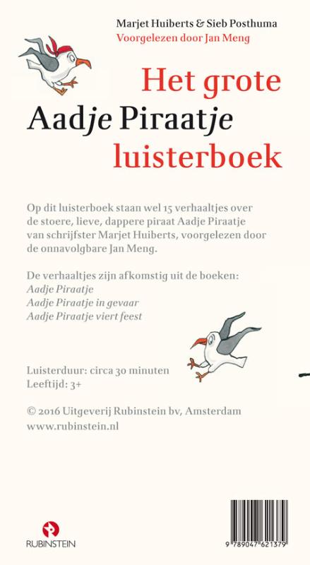 Achterkant van Het grote Aadje Piraatje luisterboek