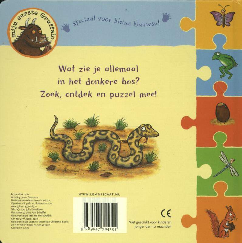 Achterkant van Ik zie, ik zie.. Gruffalo puzzelboek