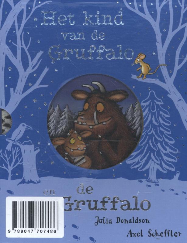 Achterkant van De Gruffalo / Het kind van de Gruffalo kartonboekjes in cassette