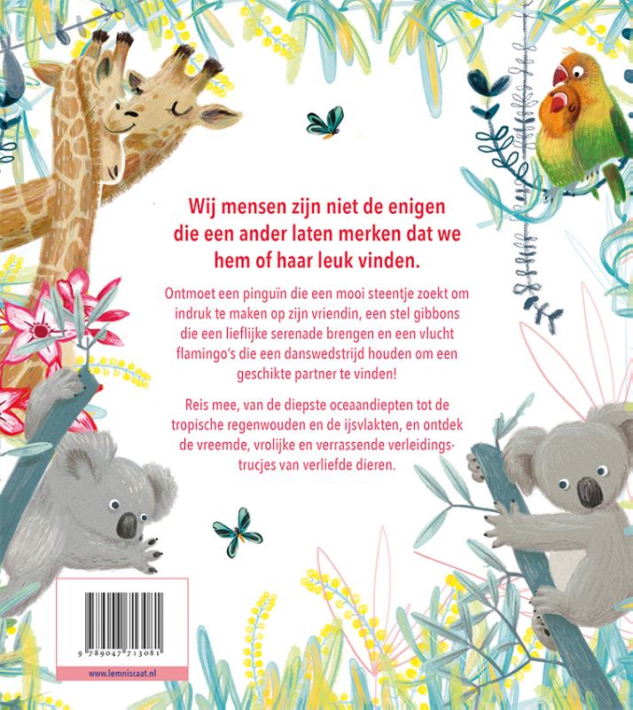 Achterkant van Dansende vogels en zingende apen