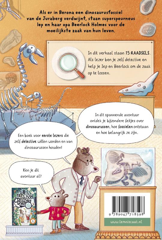 Achterkant van De zaak van het dinosaurusfossiel