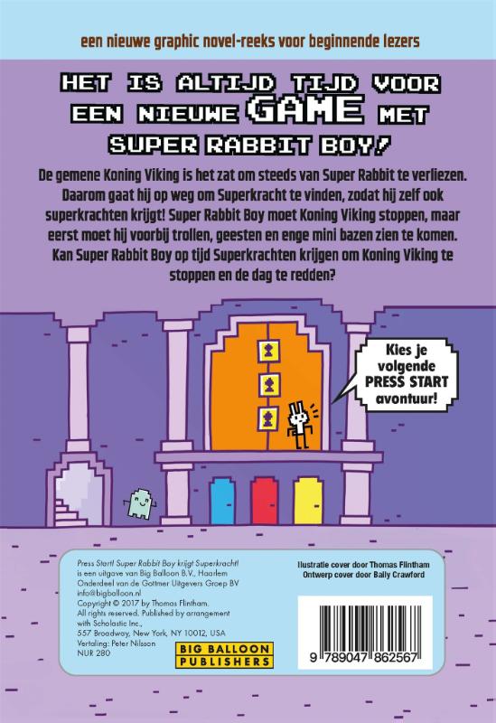 Achterkant van Super Rabbit Boy krijgt superkracht