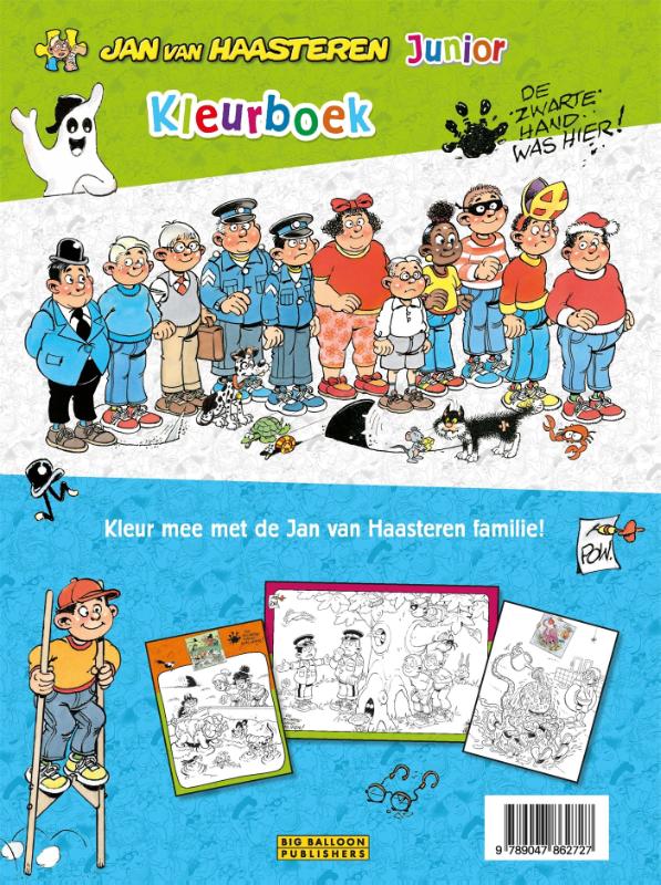 Achterkant van Jan van Haasteren Junior kleurboek