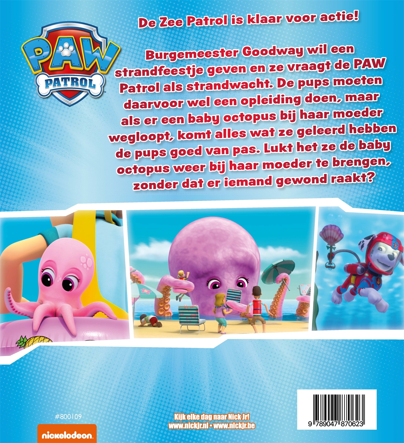 Achterkant van Paw Patrol - De pups redden een baby octopus (nr 25)