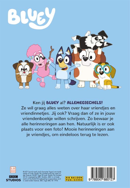 Achterkant van Bluey's vriendenboek