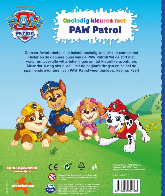 Achterkant van Oneindig kleuren met PAW Patrol