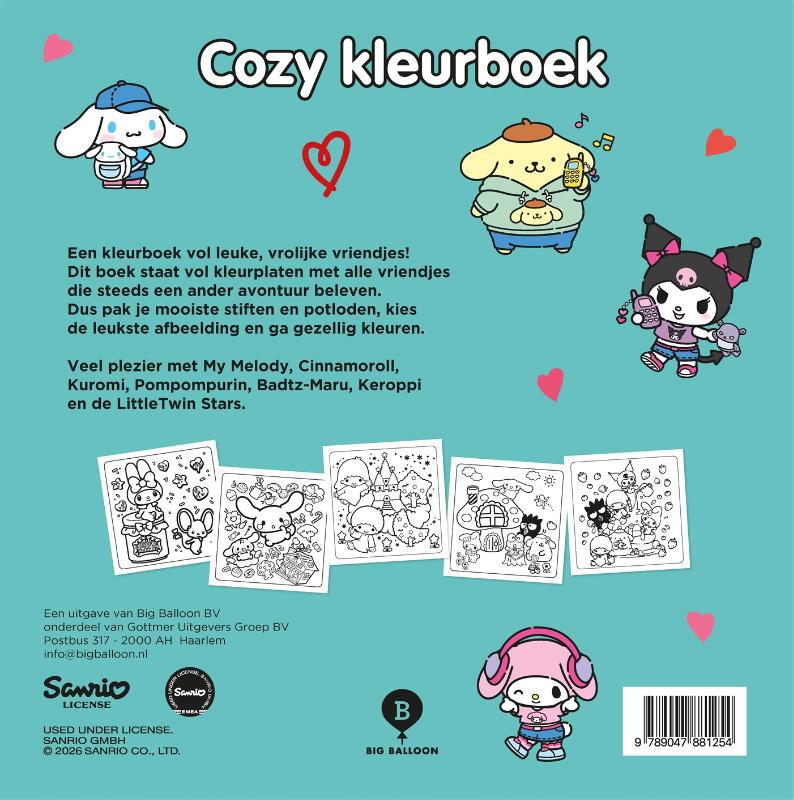 Achterkant van Cozy kleurboek