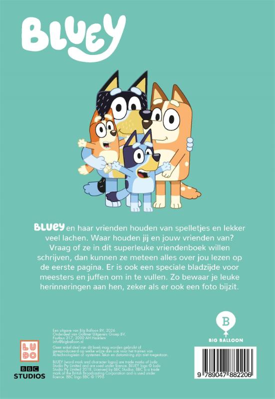 Achterkant van Het vriendenboek van Bluey