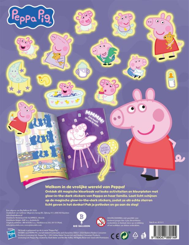 Achterkant van Kleuren met Peppa Pig glow in the dark