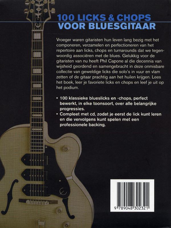 Achterkant van 100 licks & chops voor bluesgitaar