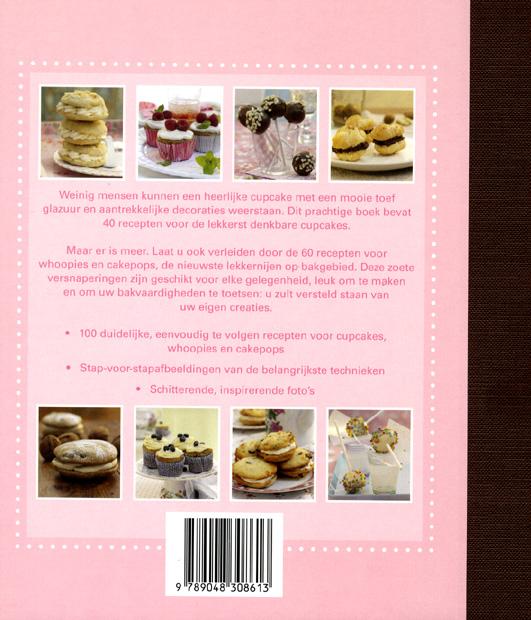 Achterkant van De enige echte cupcakes, whoopies en cakepops