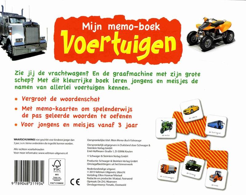 Achterkant van Mijn memoboek: voertuigen
