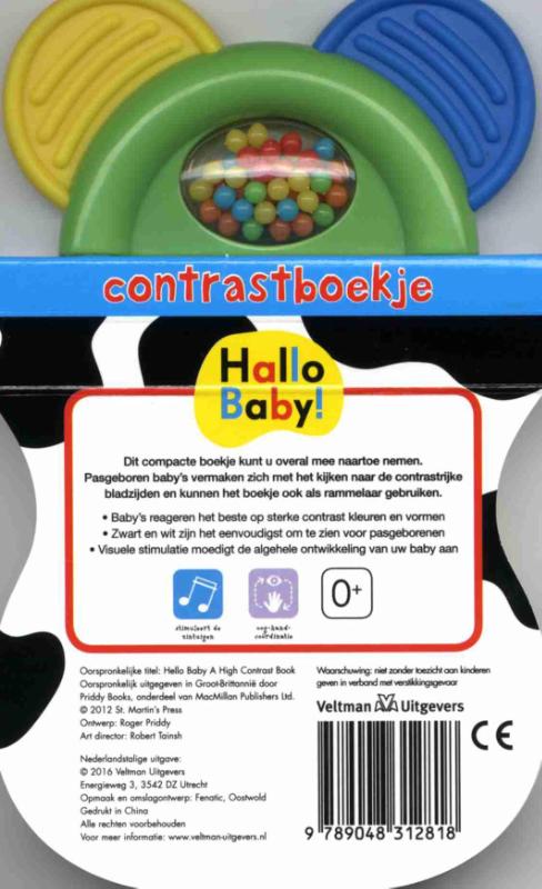 Achterkant van Hallo baby! Contrastboekje