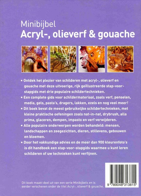 Achterkant van Acryl-, olieverf en gouache