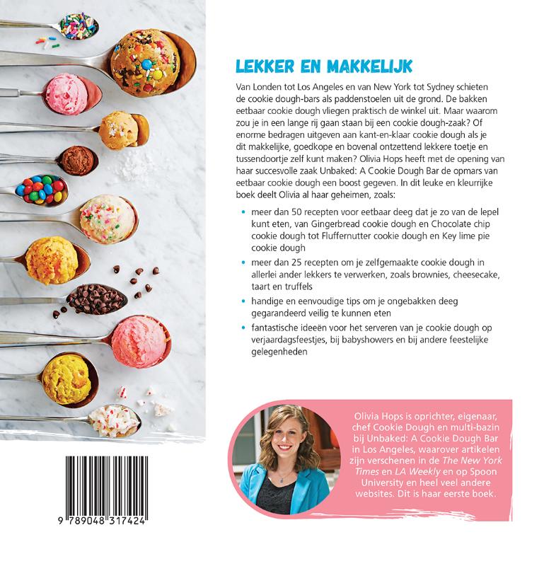 Achterkant van Het Cookie Dough receptenboek
