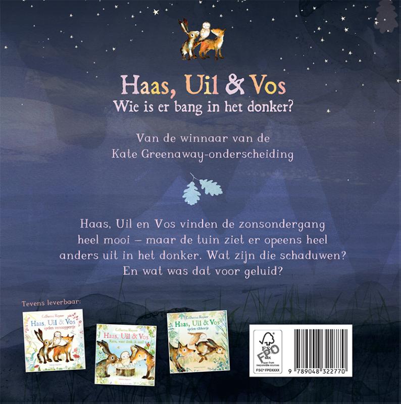 Achterkant van Haas, Uil & Vos - Wie is er bang in het donker?