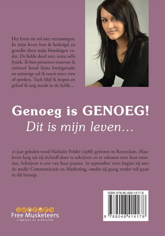 Achterkant van Genoeg is GENOEG! Dit is mijn leven...