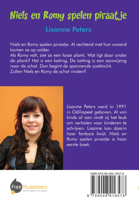 Achterkant van Niels en Romy spelen piraatje