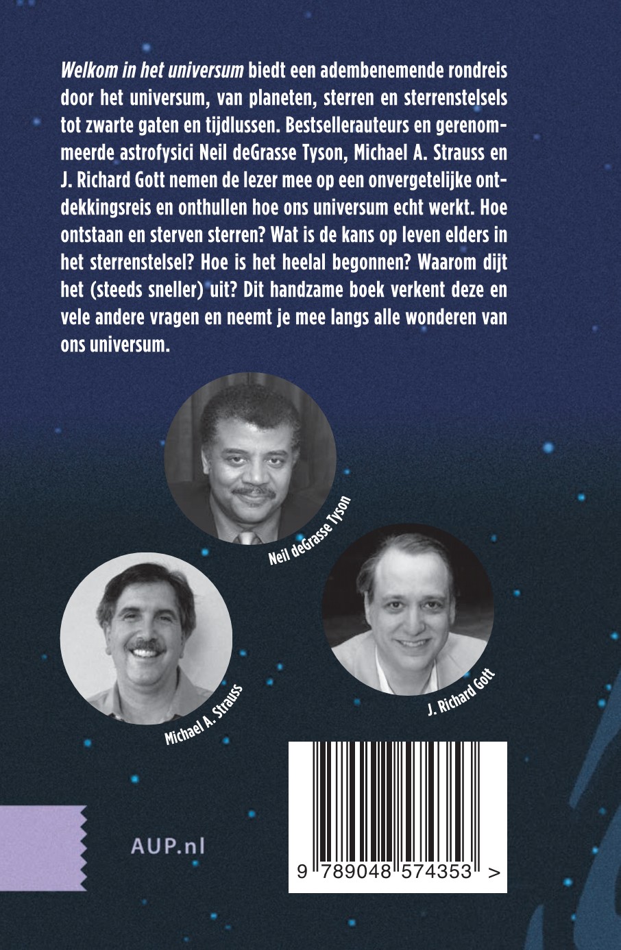 Achterkant van Welkom in het universum