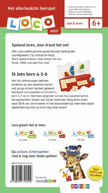 Achterkant van Loco Mini Veilig leren lezen ik lees kern 4-5-6