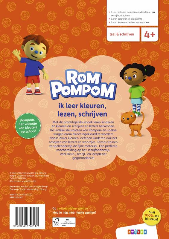 Achterkant van ik leer kleuren, lezen, schrijven