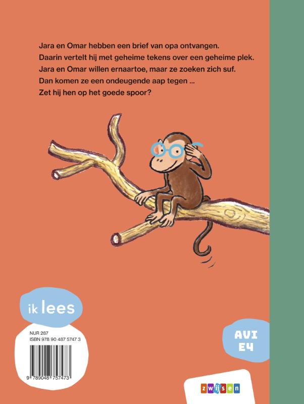 Achterkant van Speurtocht in de dierentuin