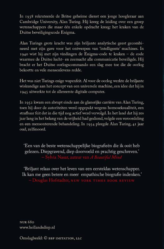Achterkant van Alan Turing, het Enigma