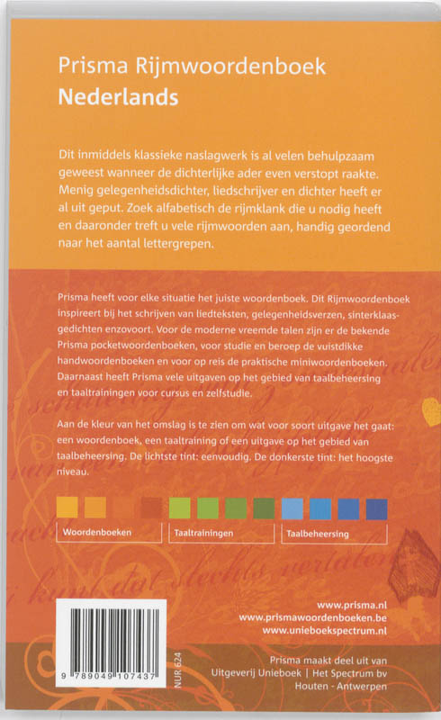 Achterkant van Prisma Rijmwoordenboek