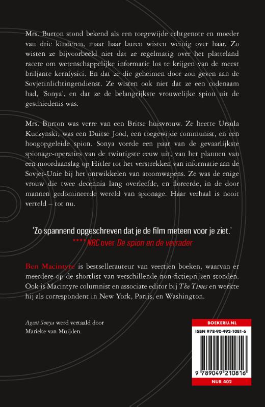 Achterkant van Agent Sonya