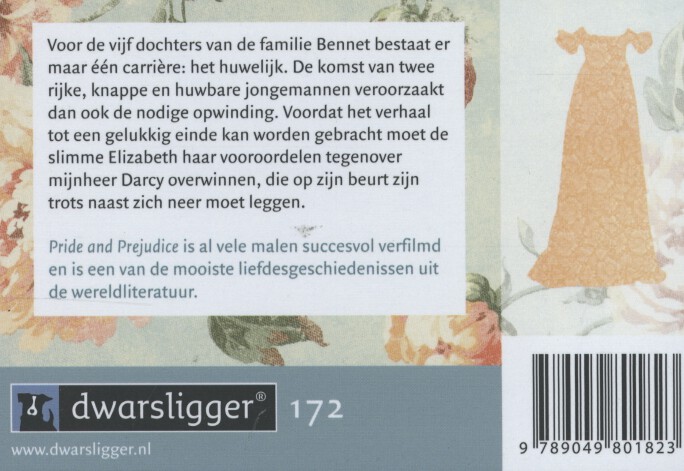 Achterkant van Trots en vooroordeel