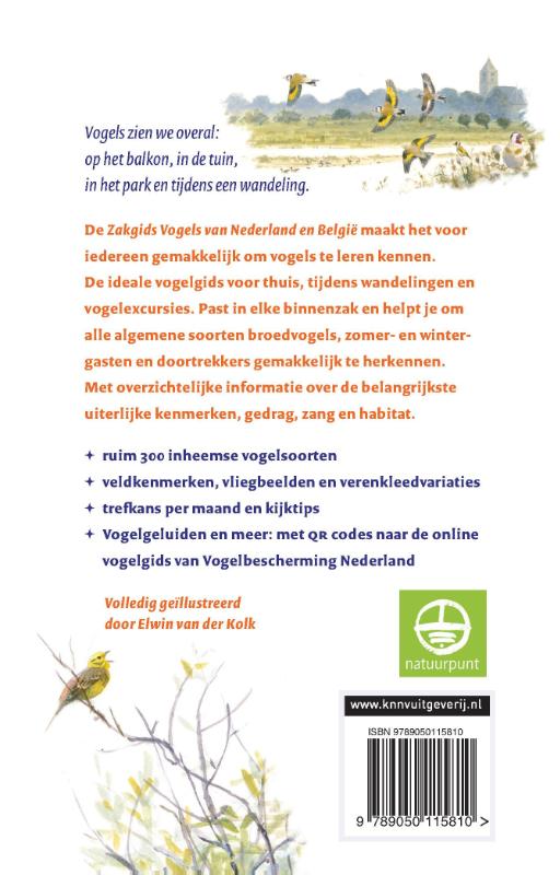 Achterkant van Zakgids Vogels van Nederland en België
