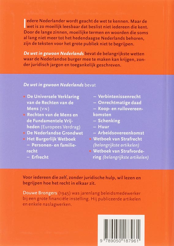 Achterkant van De wet in gewoon Nederlands