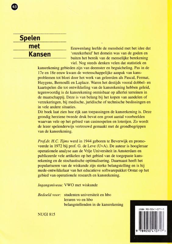 Achterkant van Spelen met kansen