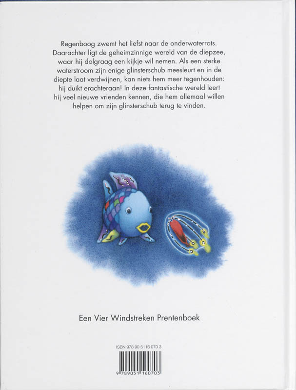 Achterkant van De mooiste vis van de zee zoekt zijn glinsterschub